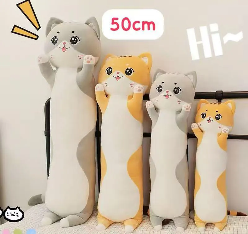 Maskotka Pluszowa Kot 50cm Szara Pomarańczowa