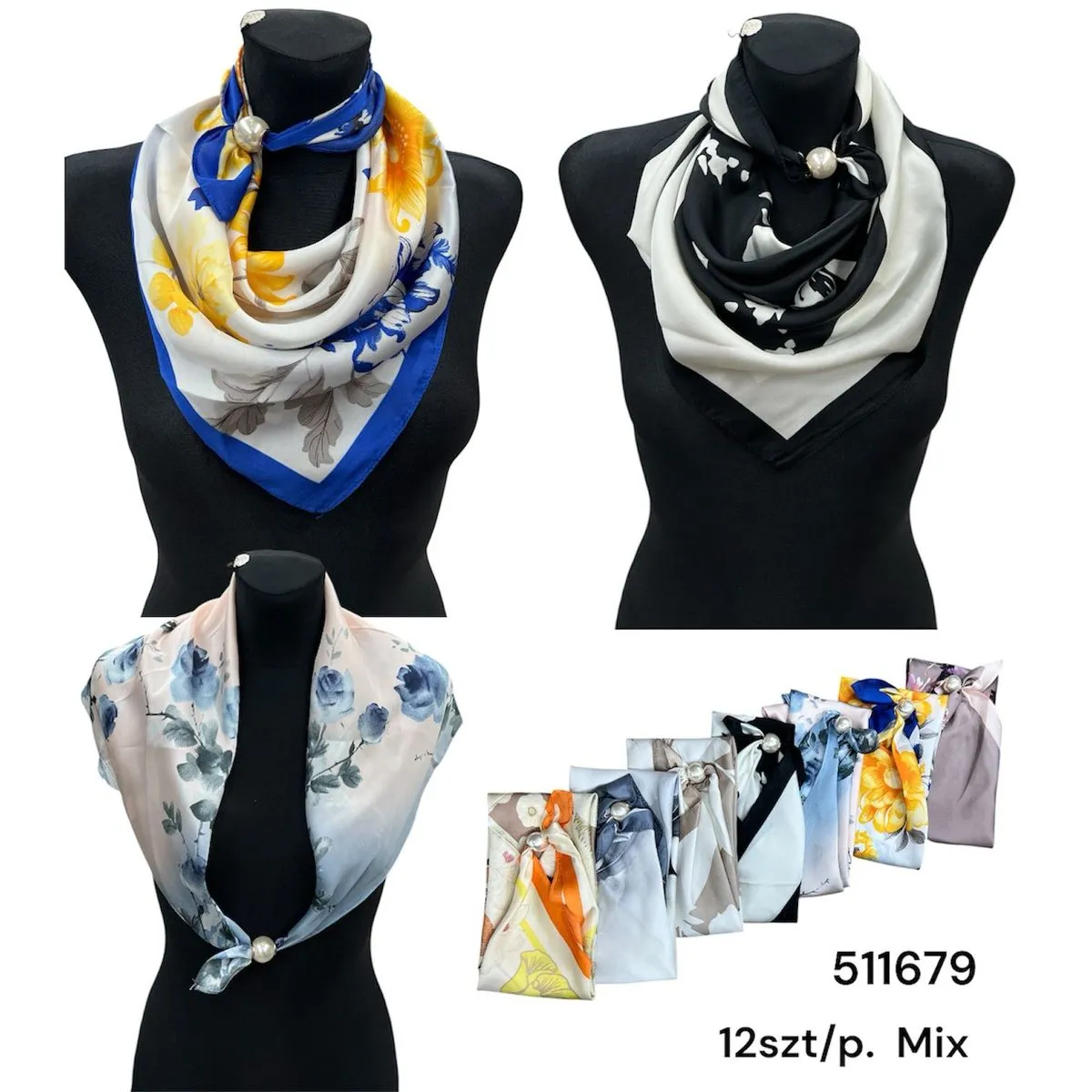 Szaliki damskie mix kolorów 12 szt/pak.