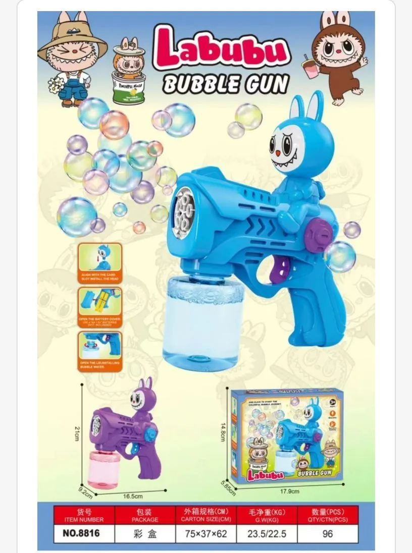Pistolet do baniek mydlanych Labububu niebieski