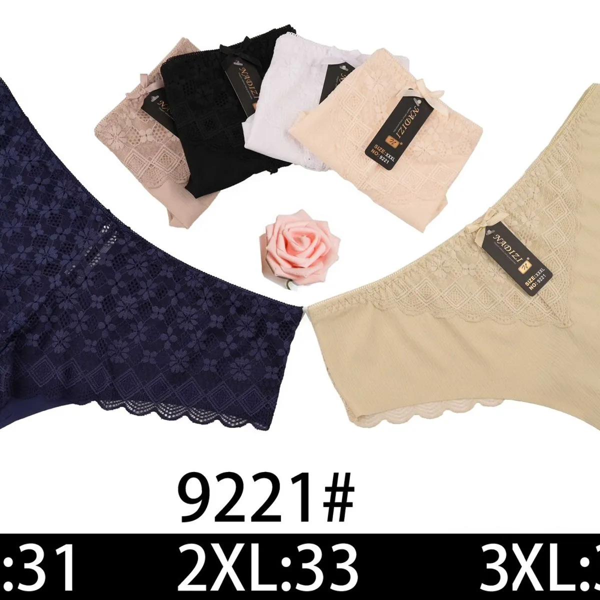 Majtki damskie stringi 9221# XL:31 2XL:33 3XL:35
