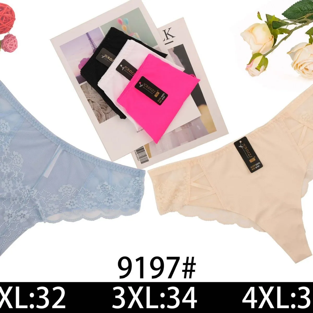 Majtki damskie koronkowe 2XL:32, 3XL:34, 4XL:36