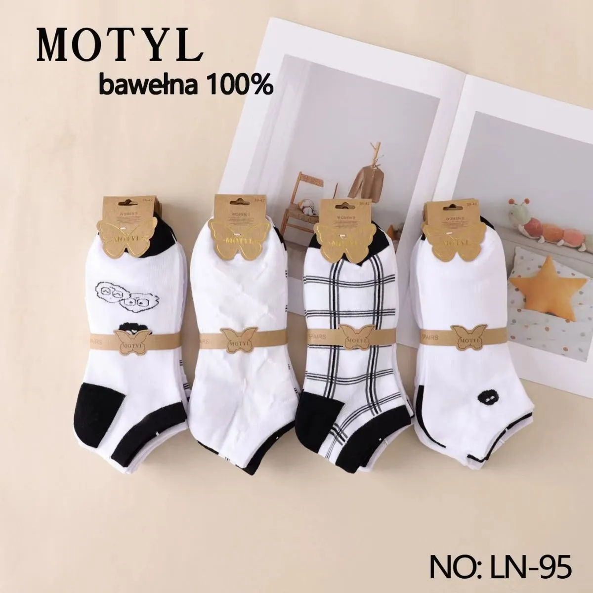 Skarpetki damskie motylek 100% bawełna NO.LN-95