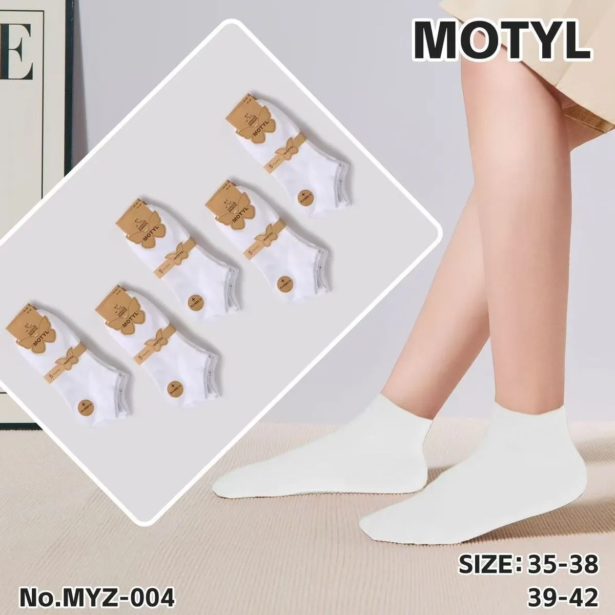 Skarpetki damskie białe Motytyl rozmiar 35-38 No.MYZ-004