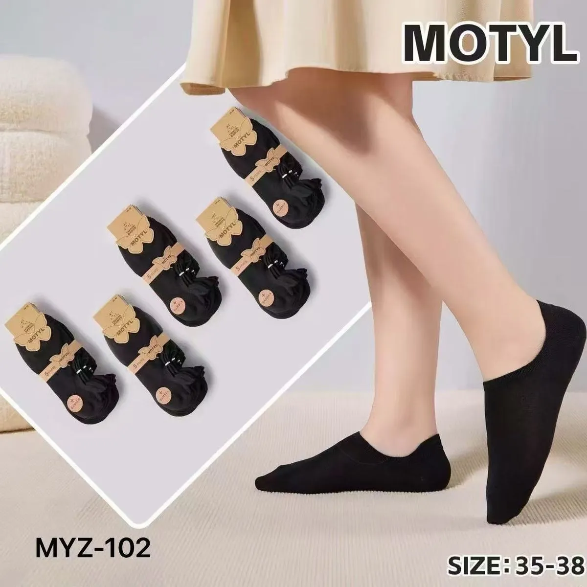Skarpetki damskie czarne Motomotyl MZY-102 roz.