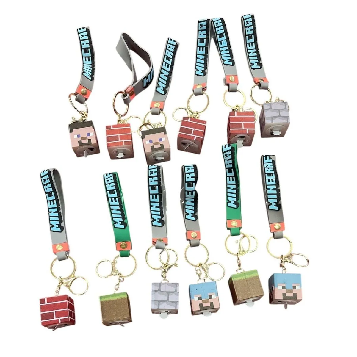 Brelok Minecraft LED z Paskiem Mix Wzorów 12szt