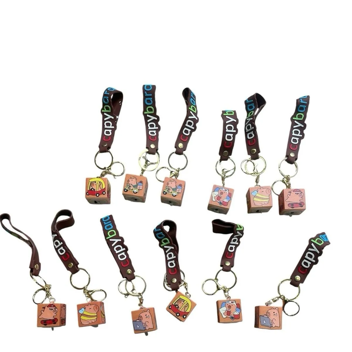 Brelok do Kluczy Kapibara LED Kostka z Paskiem Silikonowym 12szt