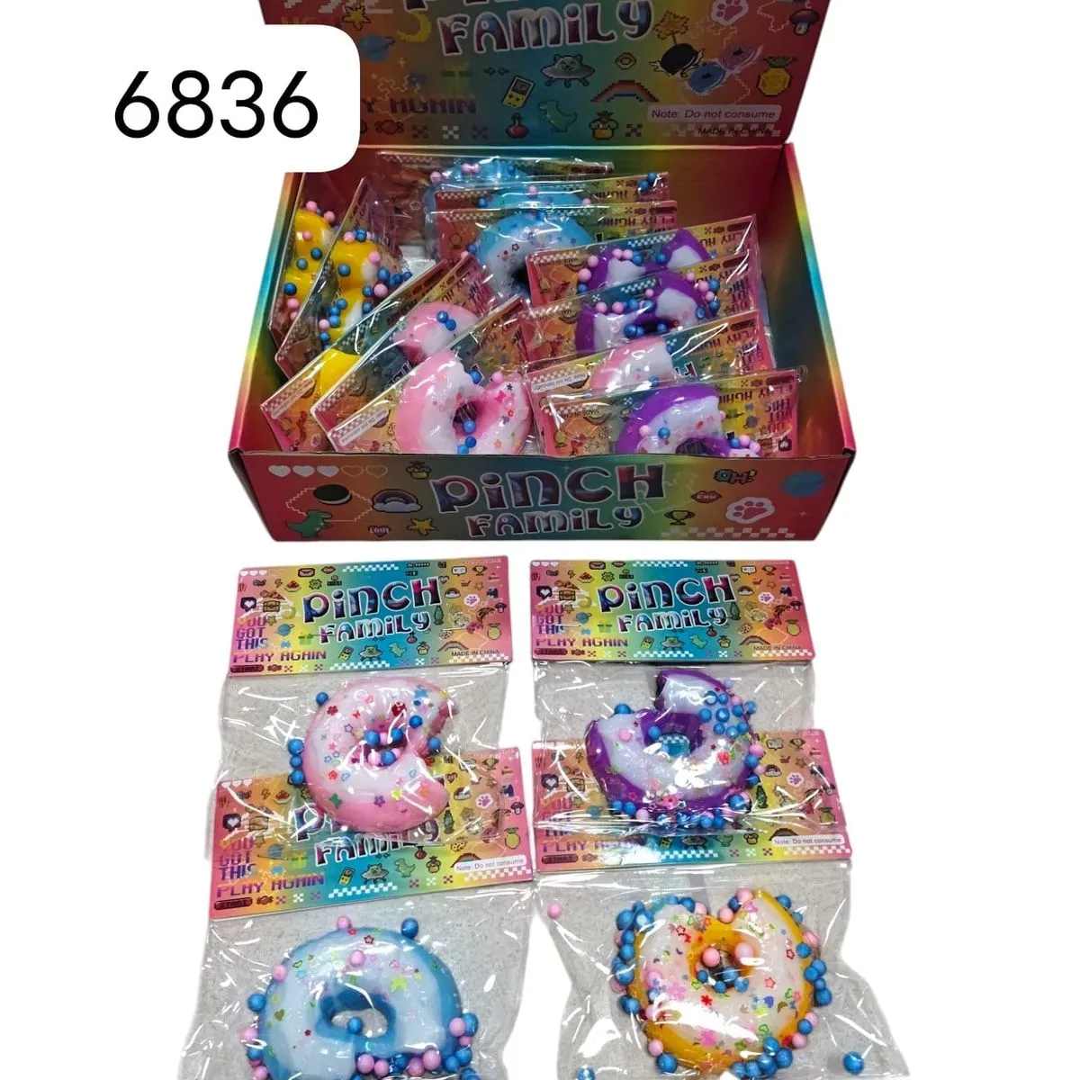 Zabawki Pinch Family Donut Gniotek Antystresowy Mix Kolorów 16szt