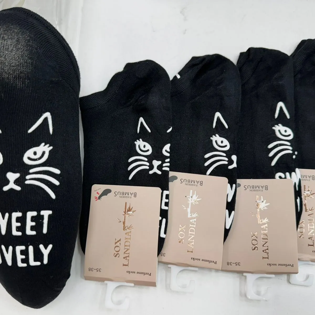 Skarpety damskie Sweet Lovely z kotem czarne