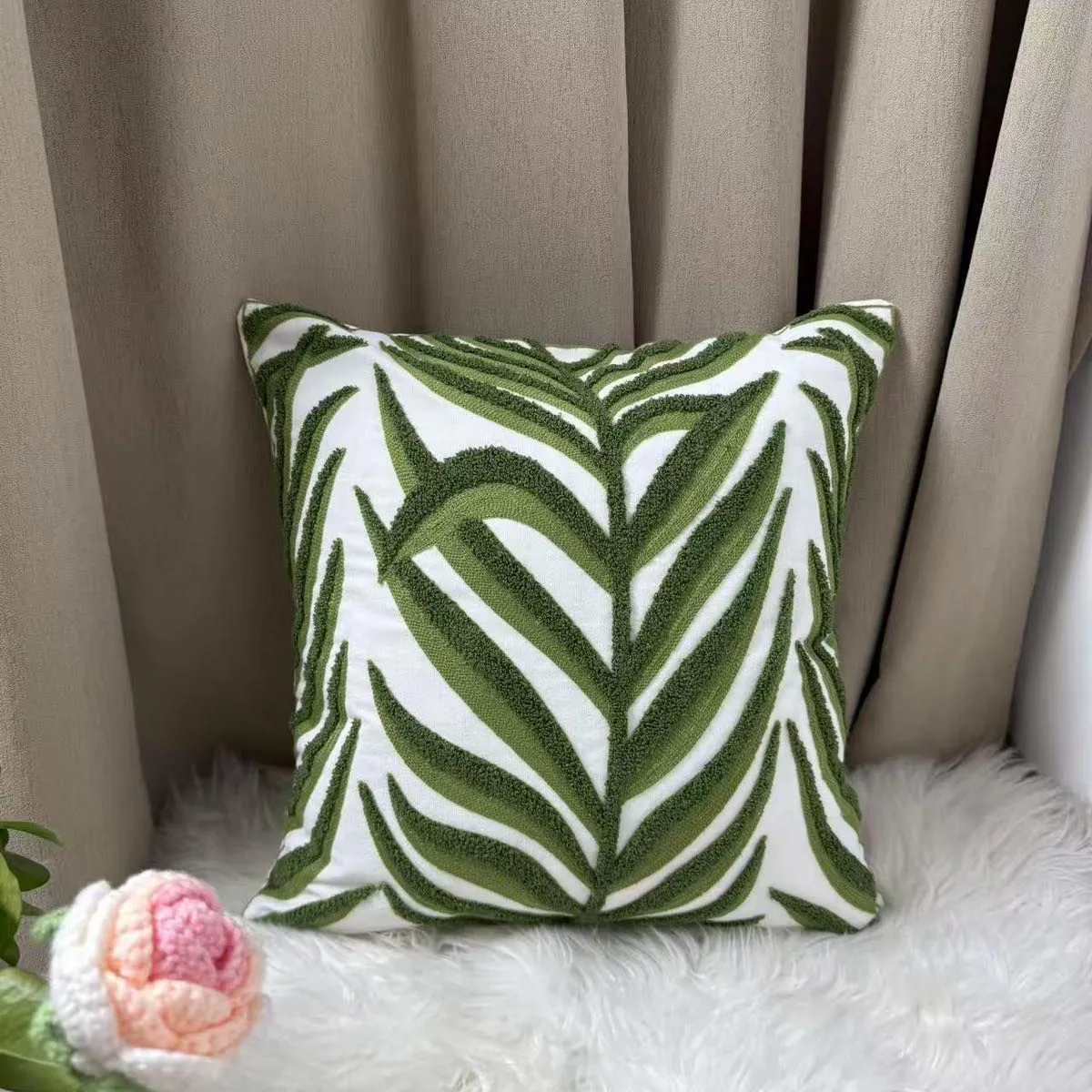 Poszewki dekoracyjne 40x40cm zielone liście