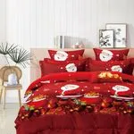 Pościel Świąteczny 200x220cm 4CZ Czerwony Mikołaj