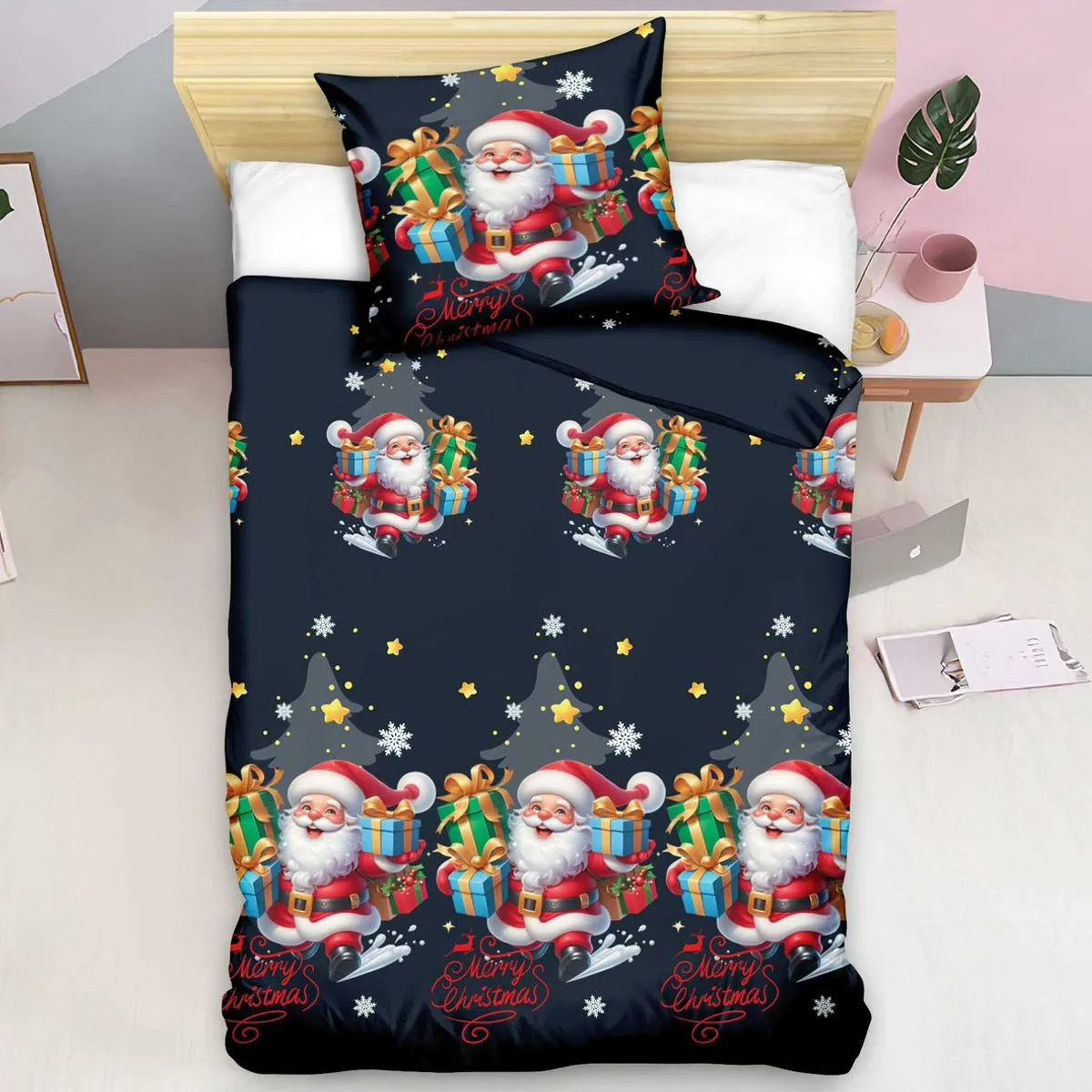 Pościel Świąteczny motyw Santa 140x200cm