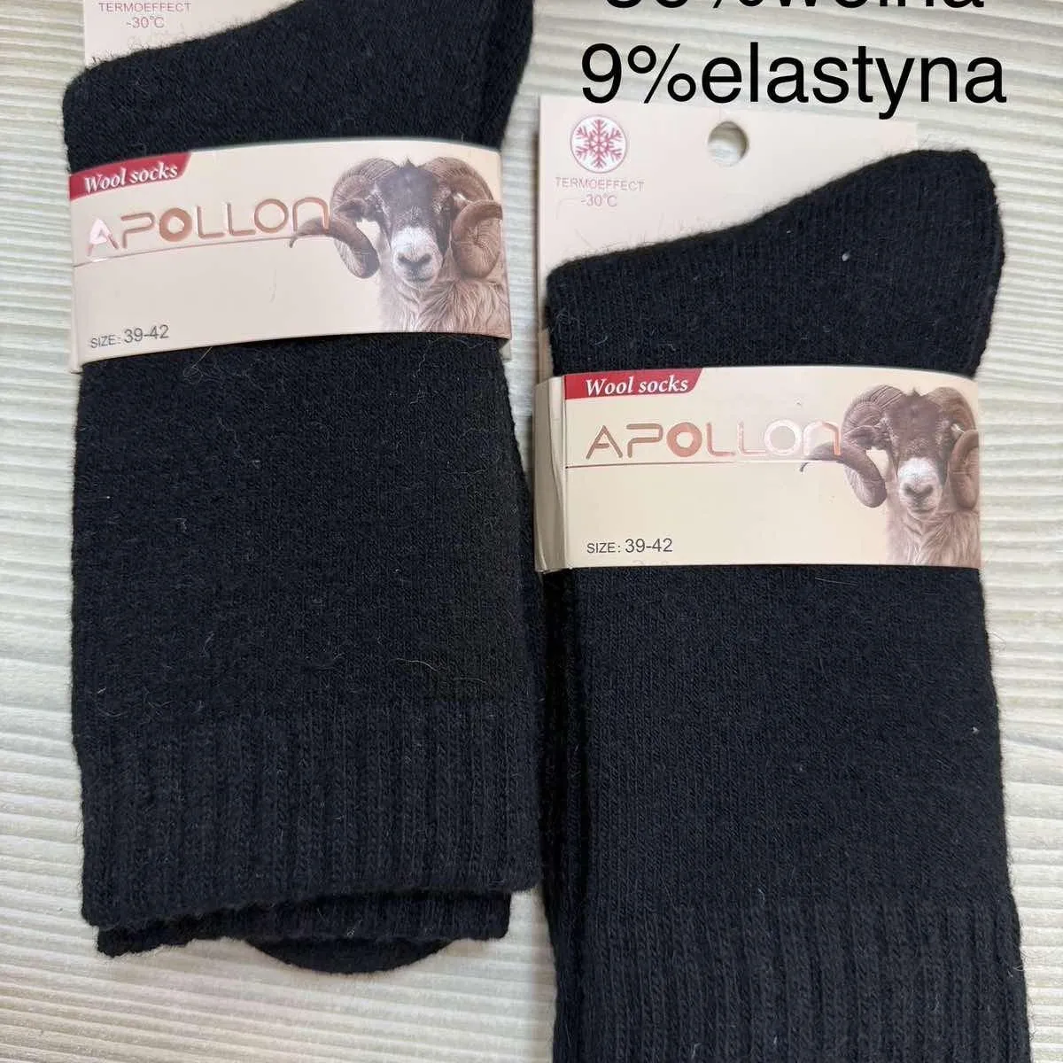Skarpetki męskie Apollo Wool czarne rozmiar