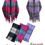 Szaliki damskie w kratę 30% wool 70% wiskoza F10206