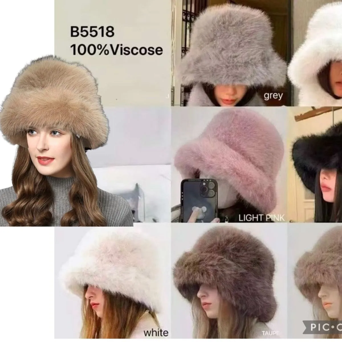 Czapki damskie futrzane 100% wiskoza B5518