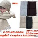 Zestaw czapka i szalik damski 80% akryl 20% wełna