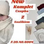 Komplet czapka damska ze szalikiem beżowy szary bordowy