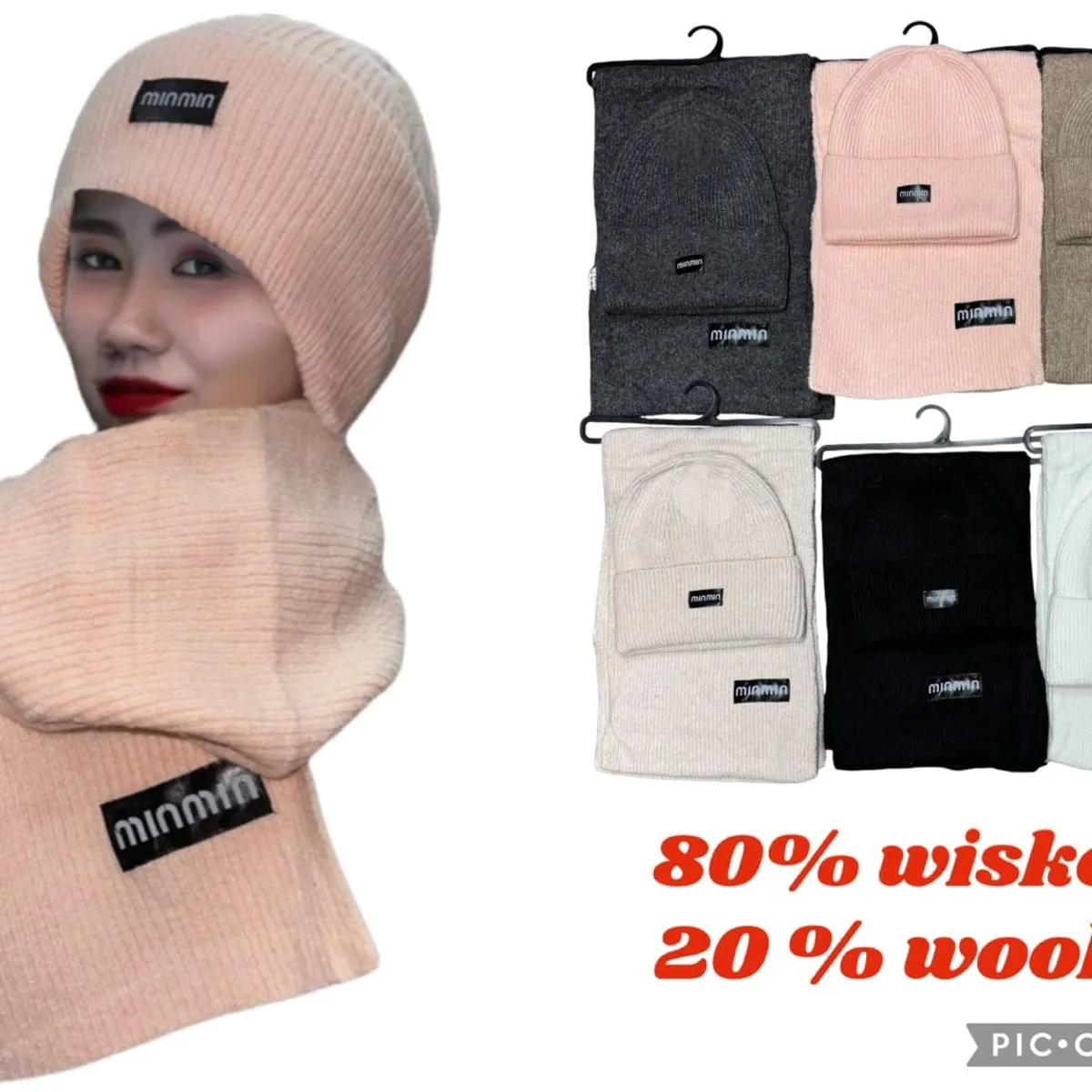 Zestaw opaska damska + komin 80% wiskoza 20% wełna