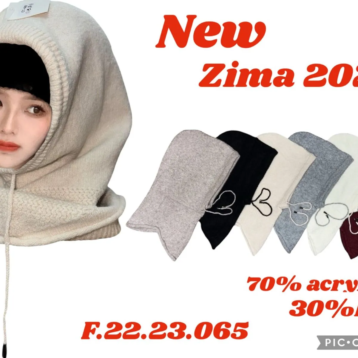 Czapki damskie kominiarki z kapturem Zima 2025