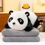 Maskotka panda z kocykiem szarym