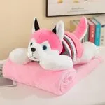 Maskotka Husky z Kocykiem Różowy