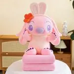 Maskotka Stitch z uszami królika i kocykiem różowa