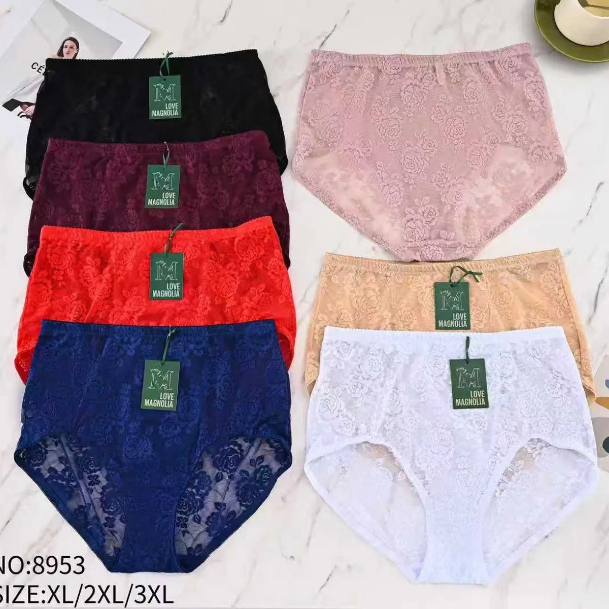 Majtki damskie koronkowe XL/XXL/3XL, 8 szt. zestaw