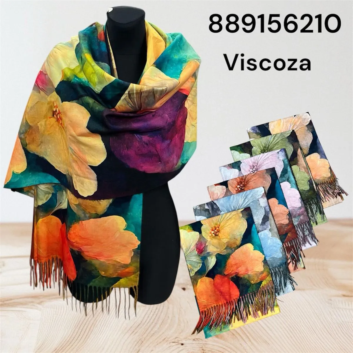 Szaliki damskie Viscocоза wzorzyste, 12 szt/opak.