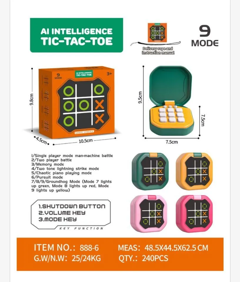 Elektroniczna gra Tic Tac Toe z AI, 9,85x4,56x5,2 cm