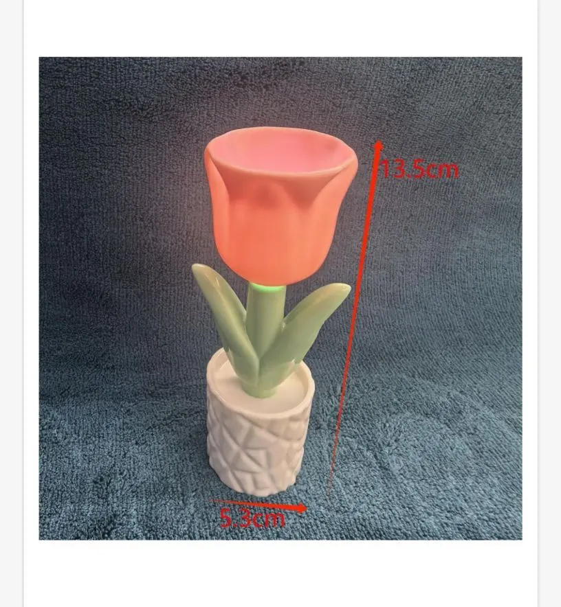Lampka LED Kwiat Tulipan 12,5 cm Różowa