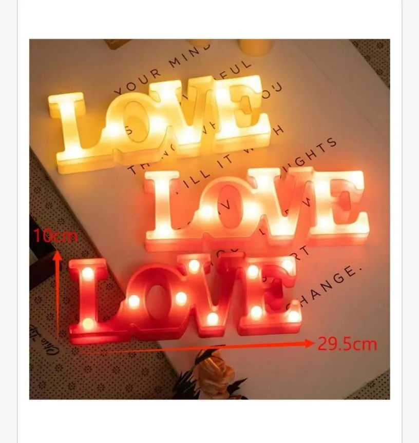 Lampki LED LOVE 29.5cm Czerwony Żółty