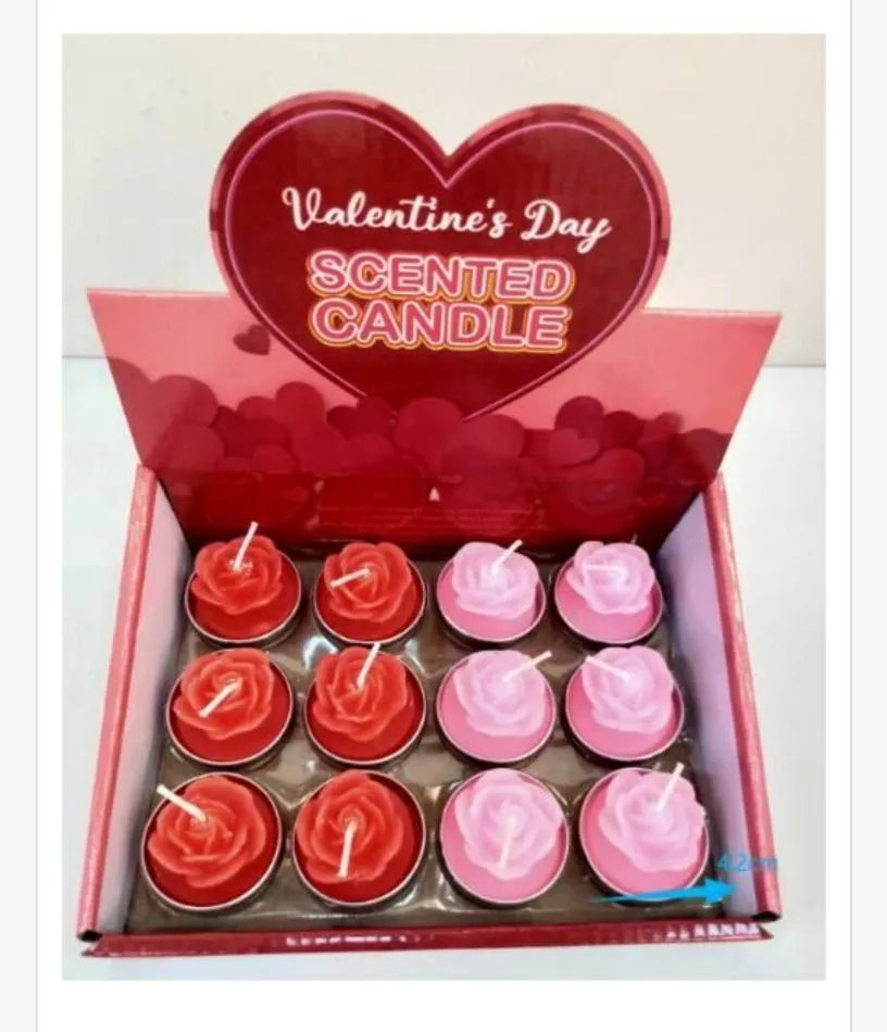 Świeczka zapachowa Valentine's Day w kształcie róży 12 szt