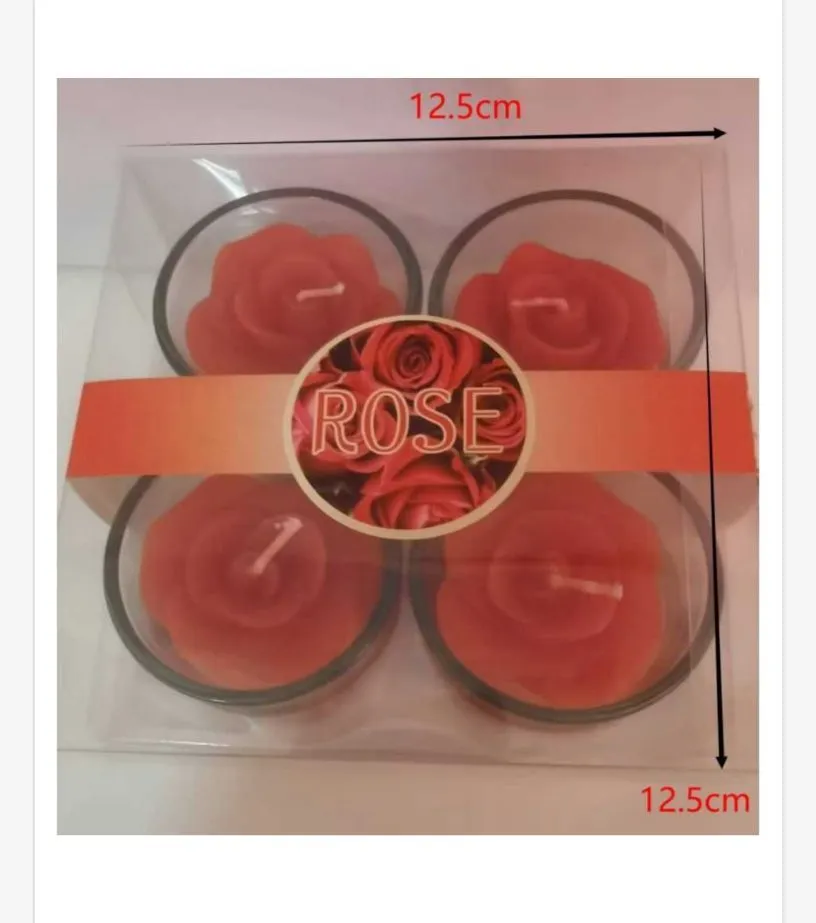 Zestaw 4 świeczki zapachowe Rose w szkle 12,5cm