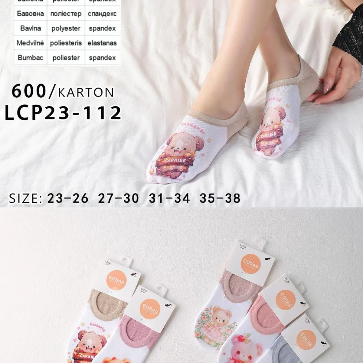 Skarpetki damskie COSASAS z misiem LCP-112,