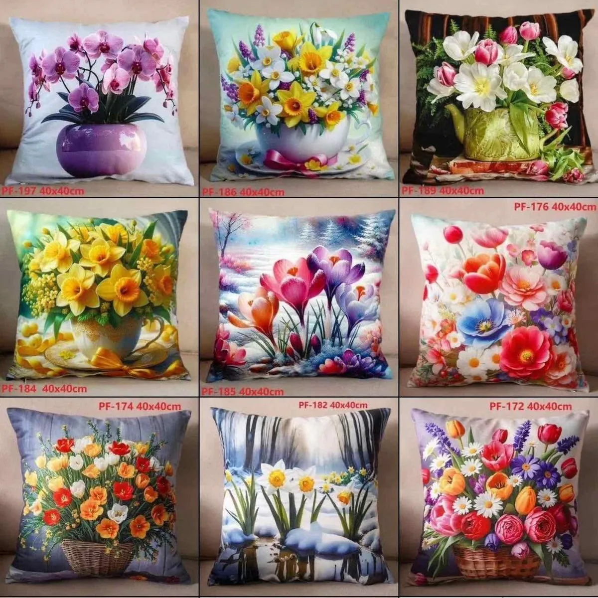 Poszewki Dwustronne 45x45 cm Kwiatowe Wzory