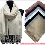 Szaliki damskie 55005, mix 12 szt, 60% viscose 30% cotton 10% wool