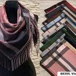 Szaliki damskie w kratę z frędzlami 88305 Viscose Mix