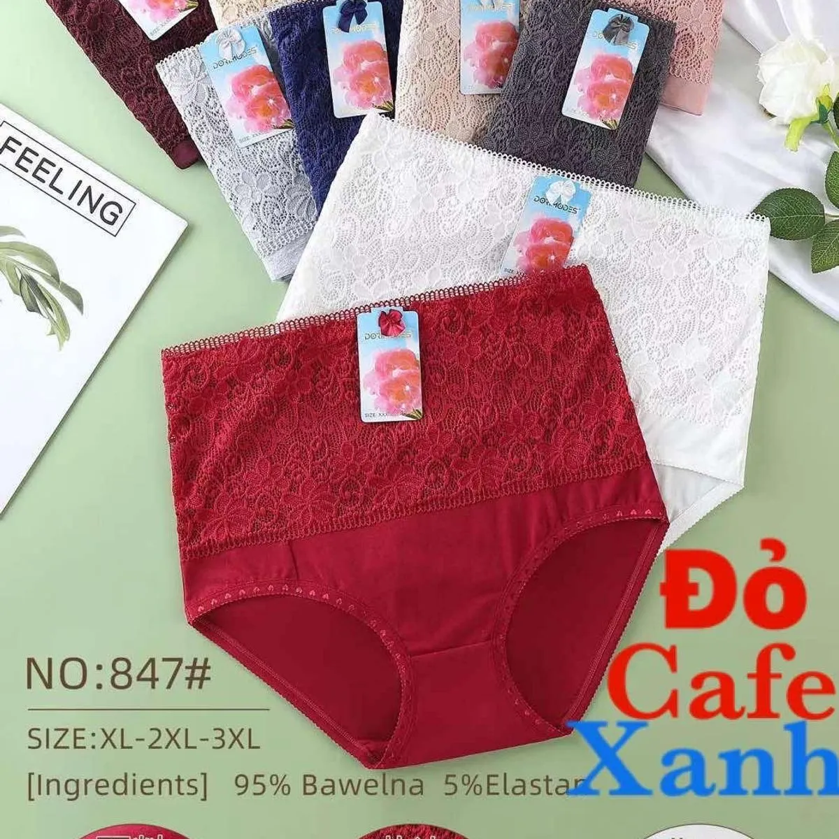 Majtki damskie XL-XXL bordowe Dore Modes 95% bawełna