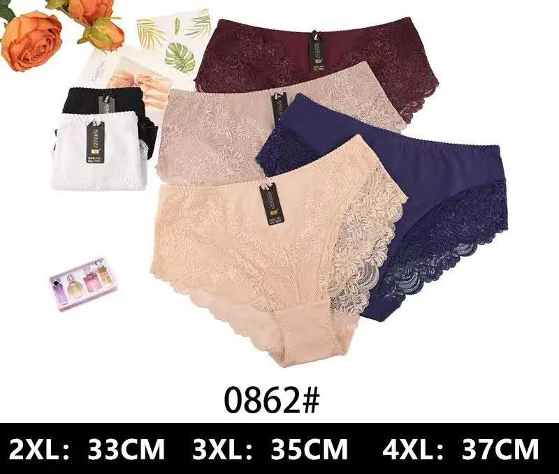 Majtki damskie 2XL-4XL beżowe granatowe bordowe 0862#