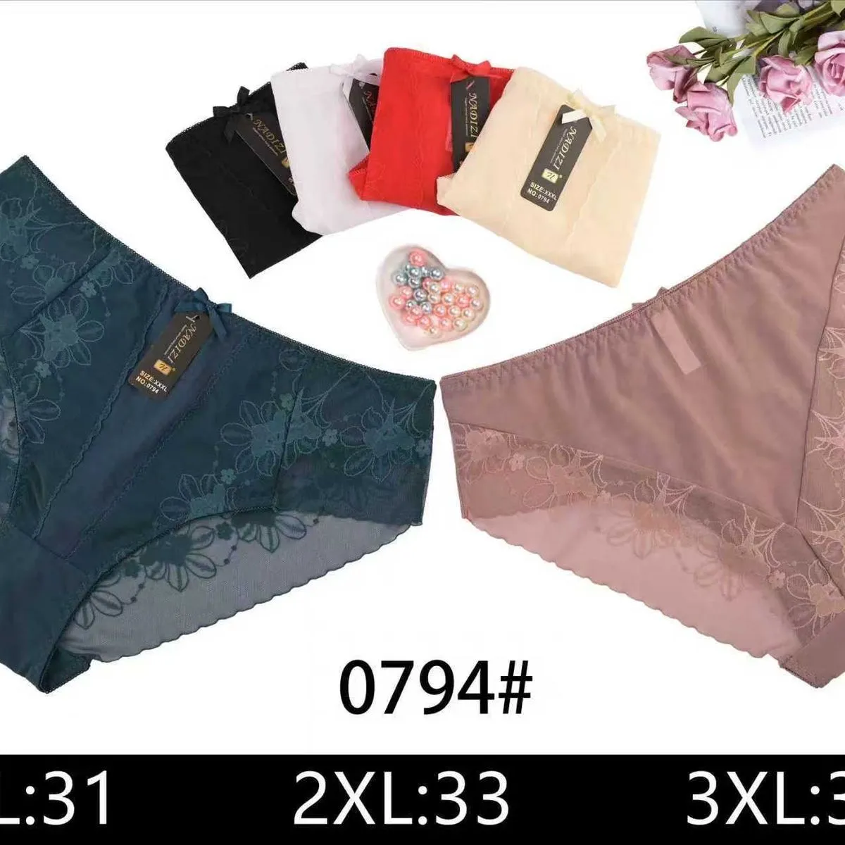 Majtki damskie koronkowe 0794# XL31 2XL33 3XL35