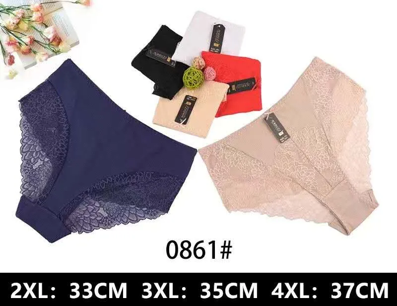 Majtki damskie koronkowe 0861# 2XL:33cm 3XL:35cm 4XL:37cm