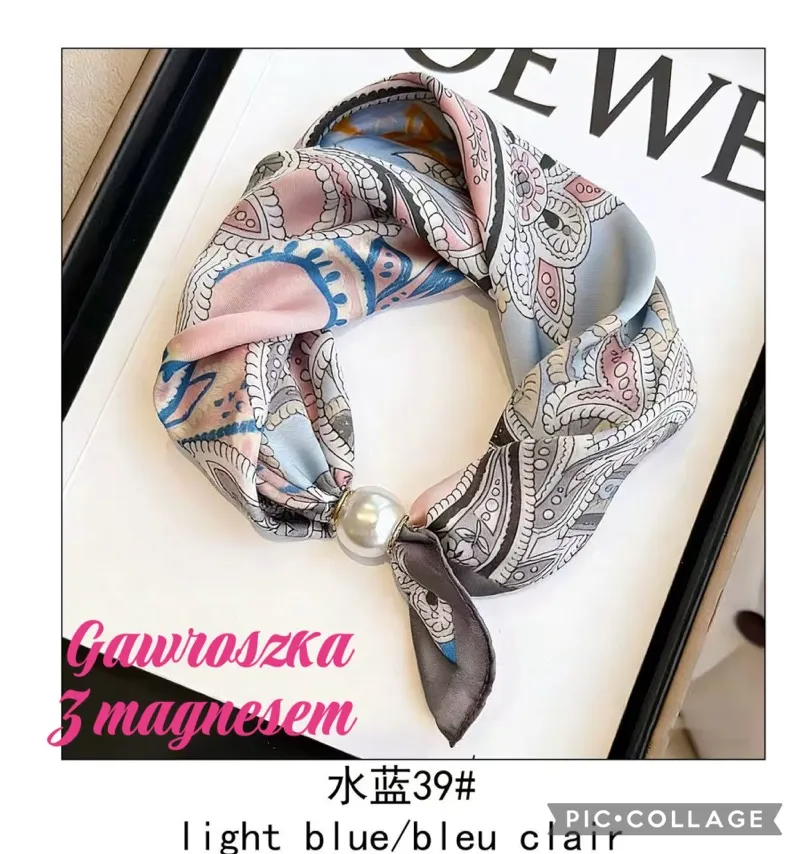 Chusta damska lavendrowo-różowa z magnetyczną perłą