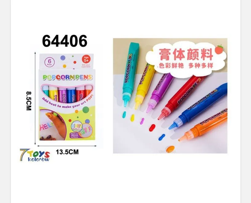 Zabawki Pop Corn Pens zestaw 6 szt 15.8 cm