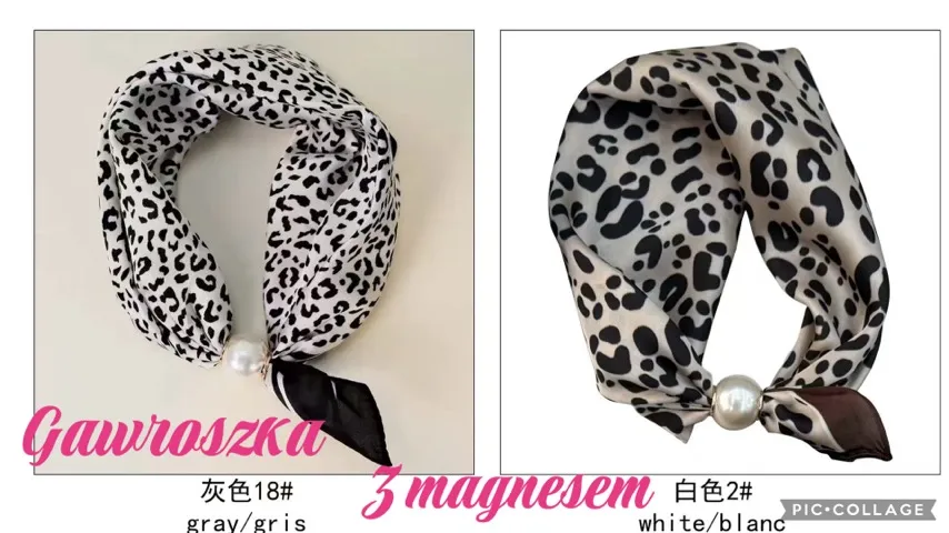 Chusta Damska Leopard z Magnetem i Perłą