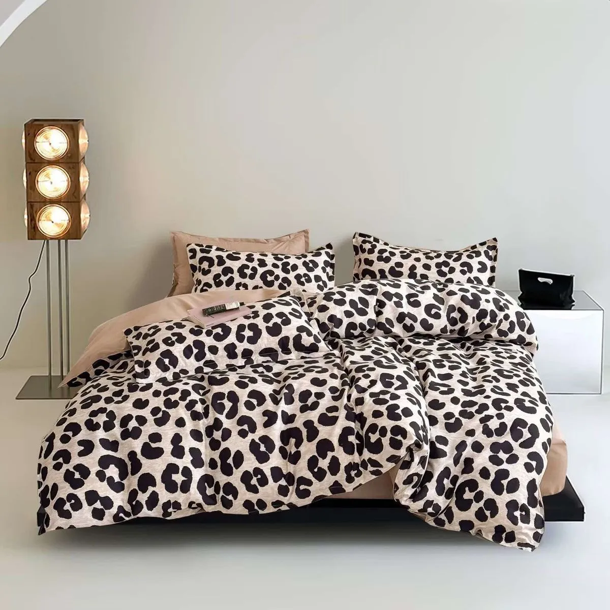 Komplet Pościel Bawełna 3CZ 200/220 Leopard Beż/Czarny