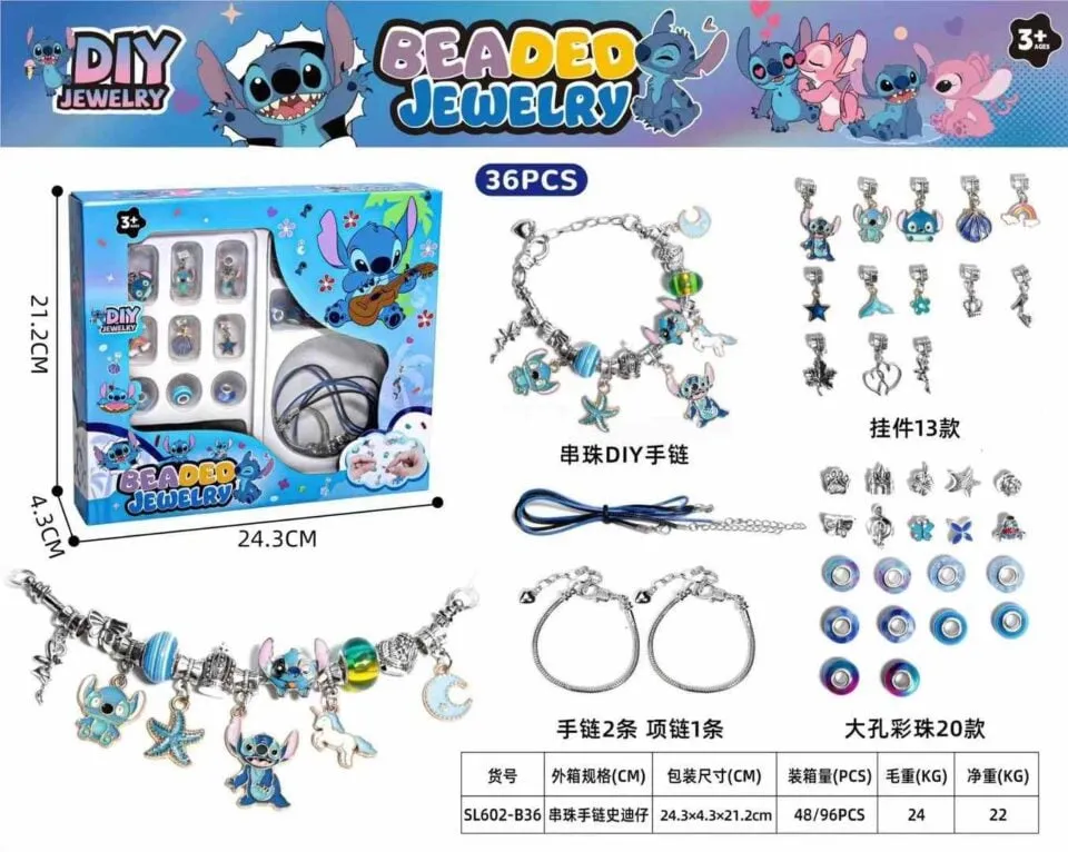 Zestaw Biżuterii Stitch DIY 36 el. 24.3x21.2cm - 6 szt.
