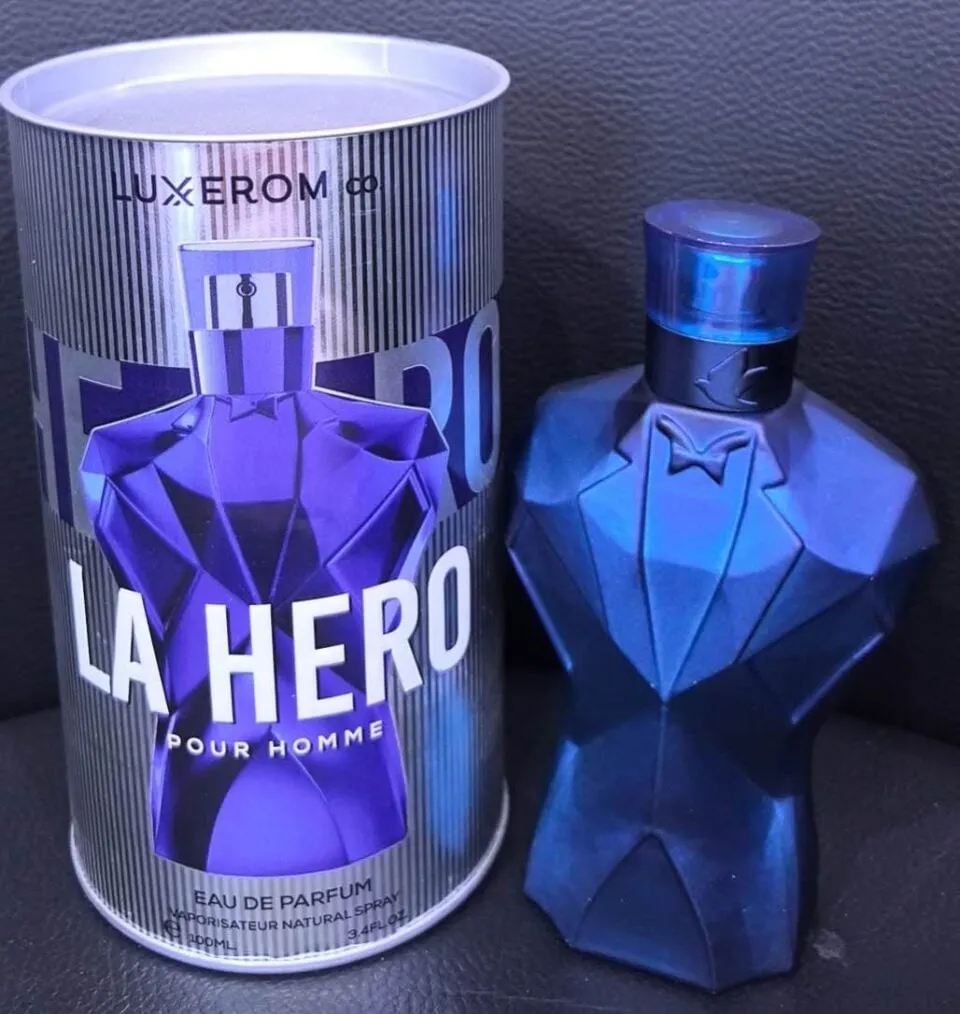 Perfumy męskie LA Hero 100ml Luxerom Pour Homme granatowy flakon