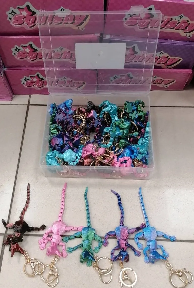 Brelok do Kluczy 3D Ruchoma Jaszczurka Przegubowa 30szt