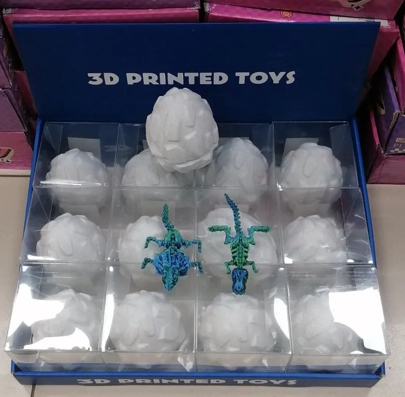 Zabawki 3D Drukowane - Ruchome Smoki w Jajku, Zestaw 12 szt.