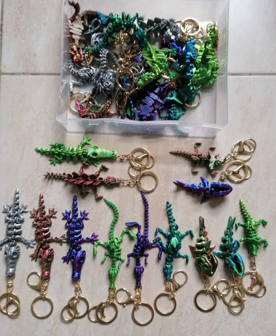 Brelok do Kluczy 3D Ruchomy Gady i Dinozaury Mix 30 szt.