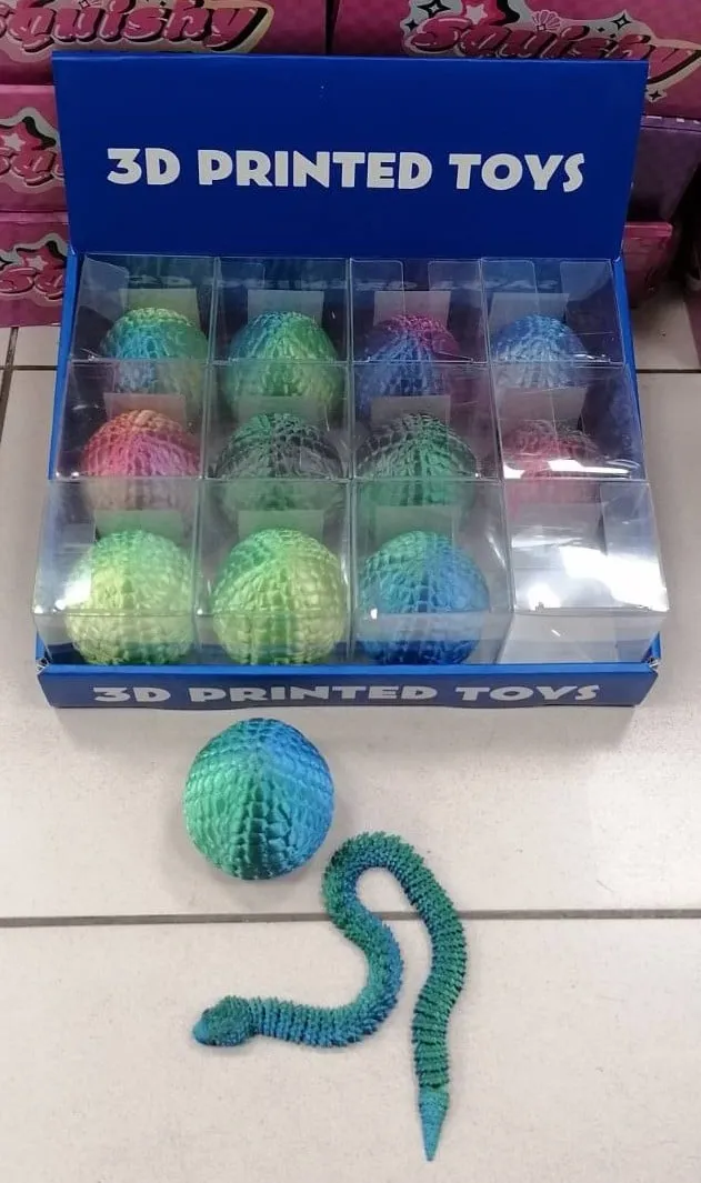 Zabawki 3D 8.50cm Przegubowy Wąż w Jajku, 12 szt.